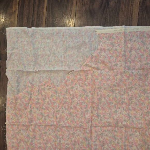 Fabric, White/Pink/Gray/Yellow Cotton Nadia's Garden by Marjorie Smith Steed for - Picture 5 of 6